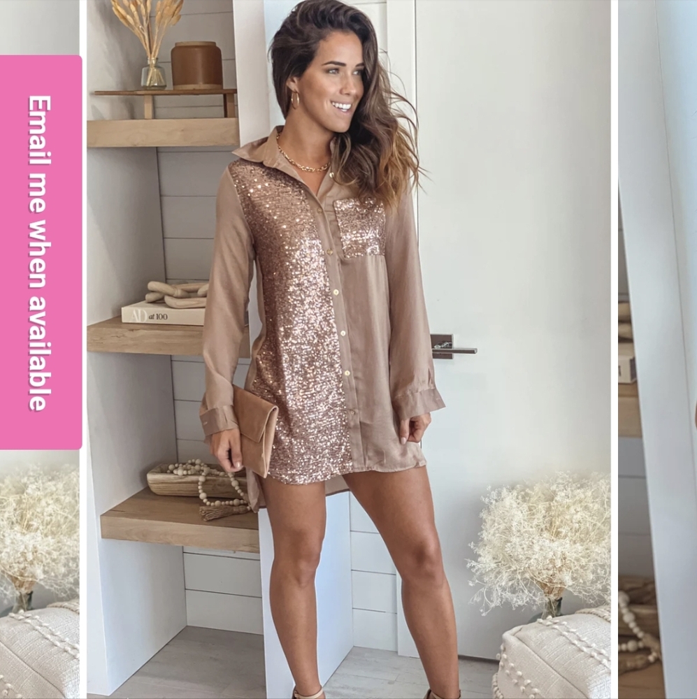 Espresso shirt dress with sequin